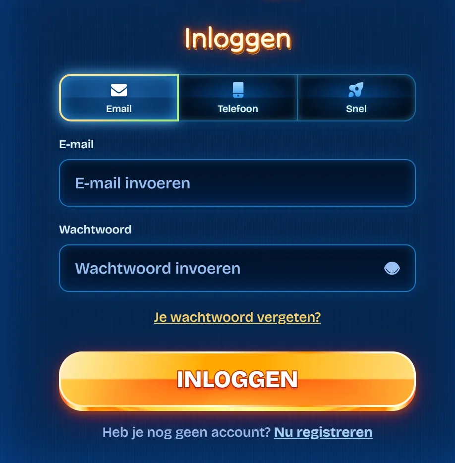 Login Betenza Casino scherm
